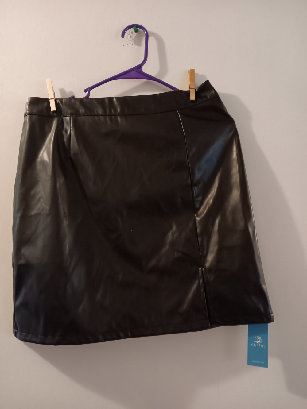 Nwt Cupshe Black Faux Leather Mini Skirt with Subtle Seam Detail